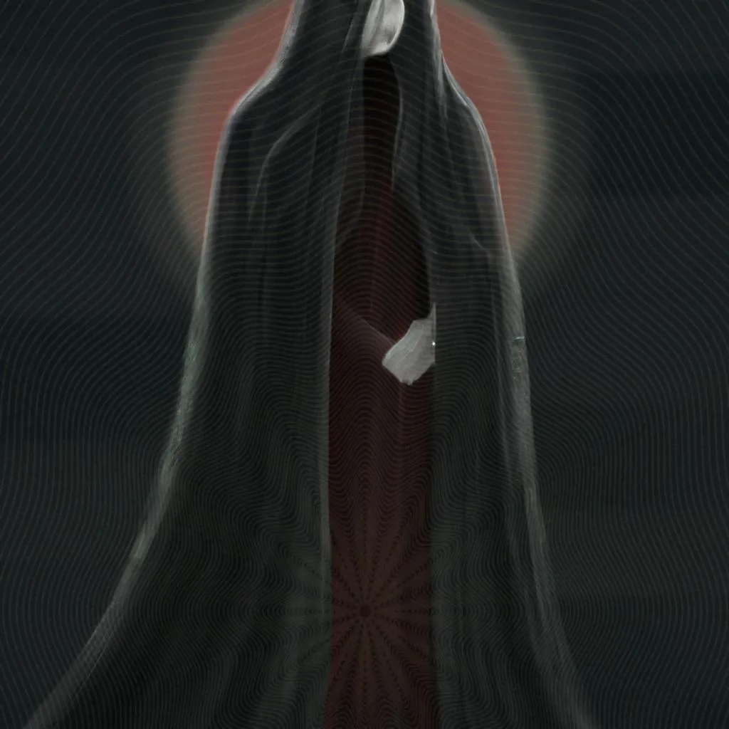 uma arte gráfica sobre ver espirito vestido de preto