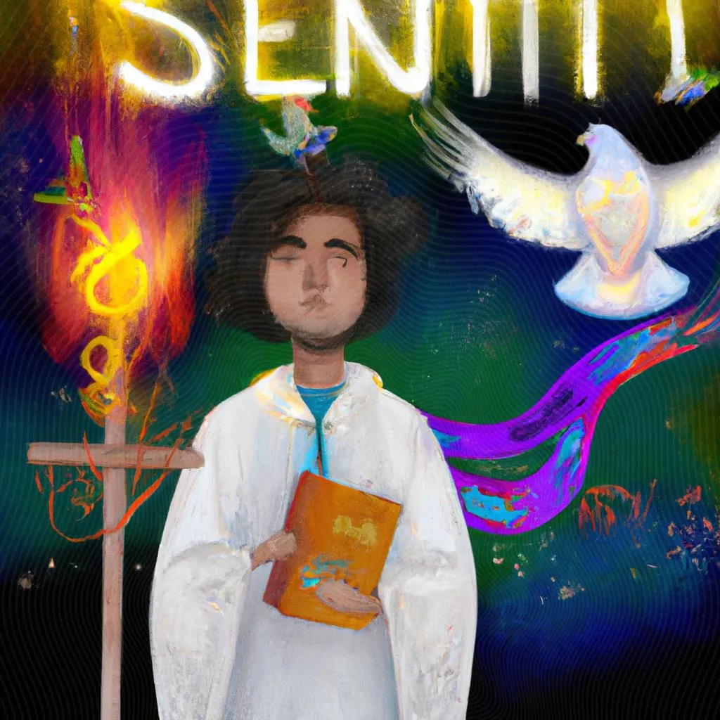 um retrato artístico sobre santo espirito vem letra