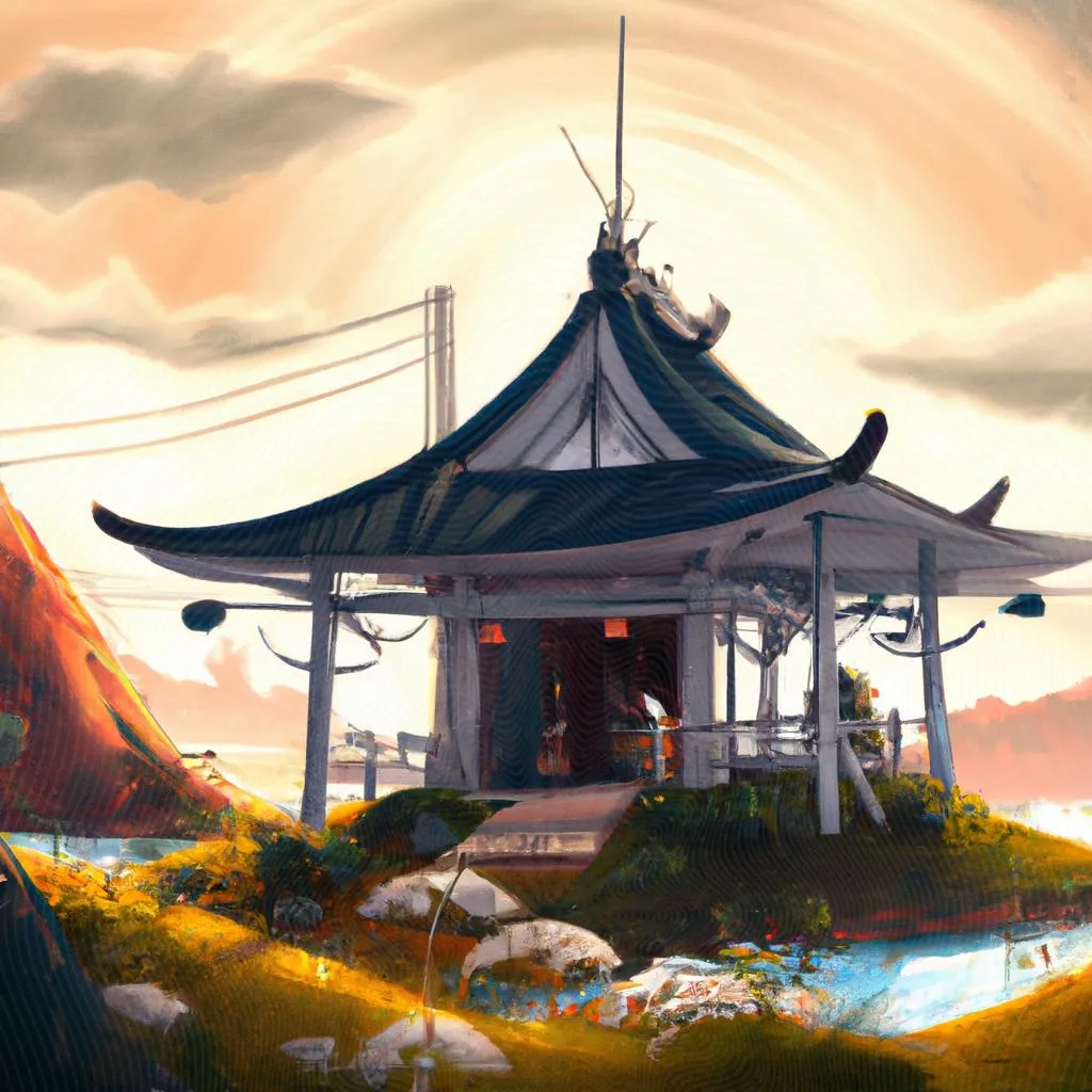 uma pintura a óleo sobre templo zen budista espirito santo