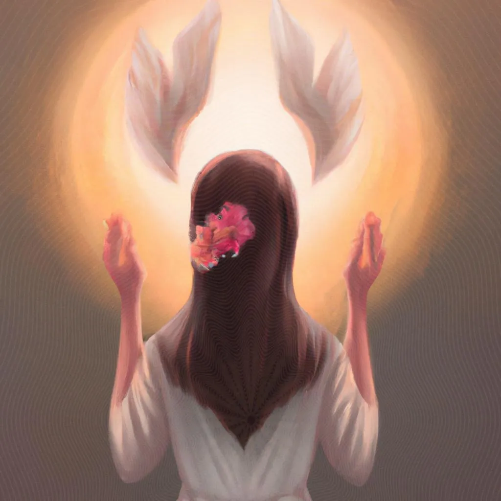 Desvende o significado de 'Vem Espírito de Deus, meu coração é Teu altar' . 3 uma cena cinematográfica ilustrada de vem espirito de deus o meu coração é teu altar