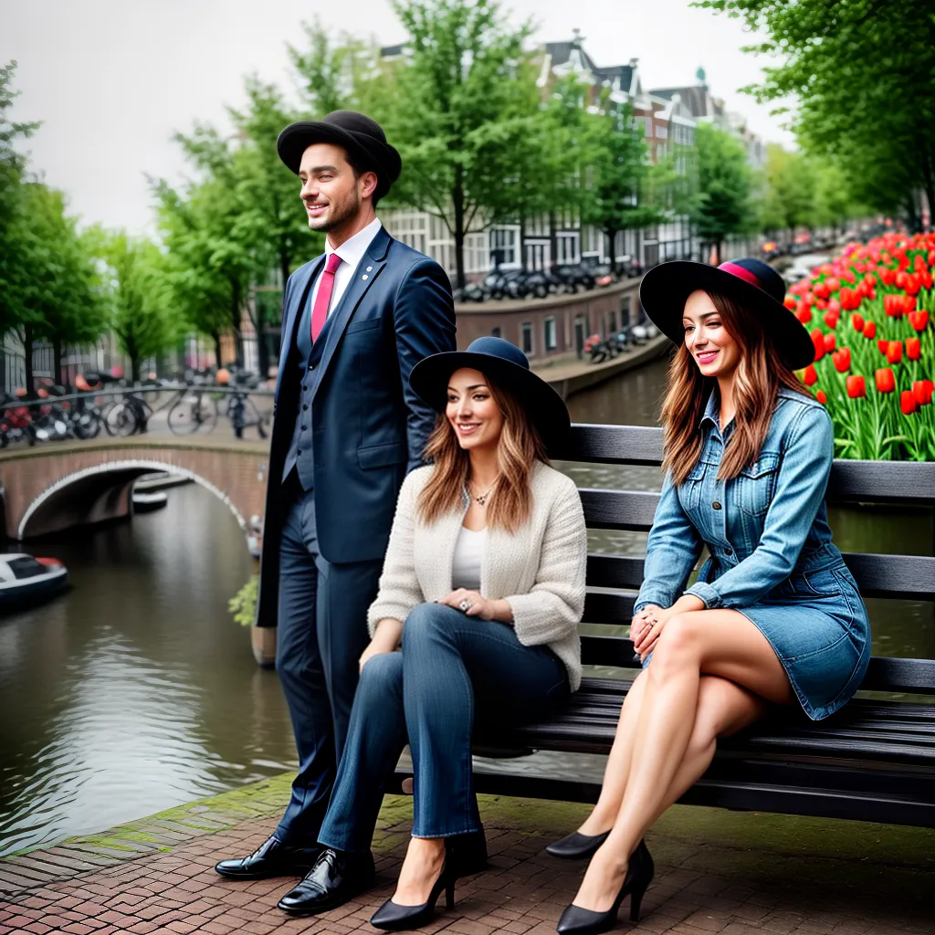 Fotos amsterdam casal tulipas romance