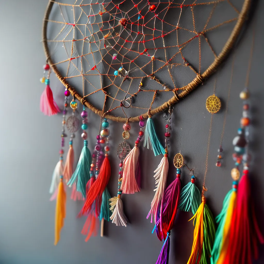 Fotos apanhador sonhos artesanato tecido cores