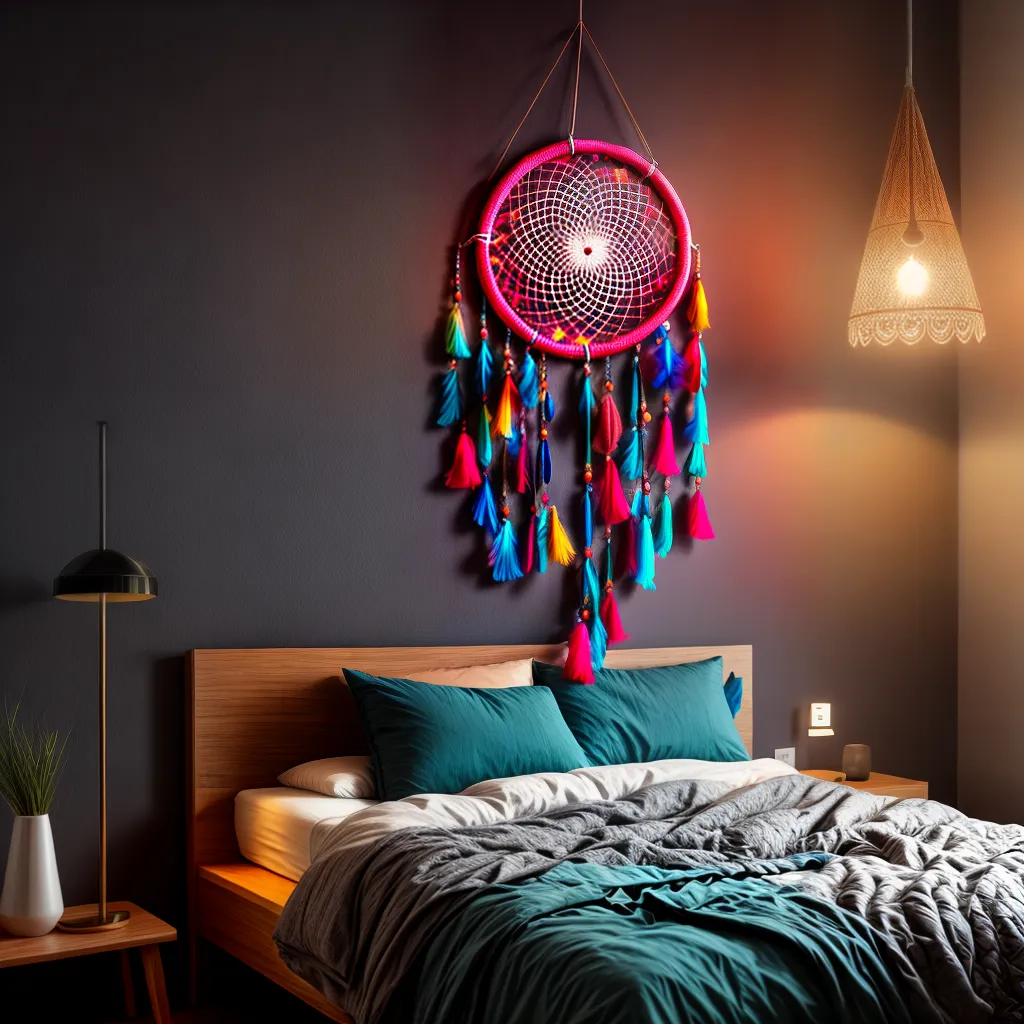 Fotos apanhador sonhos cama colorido 11