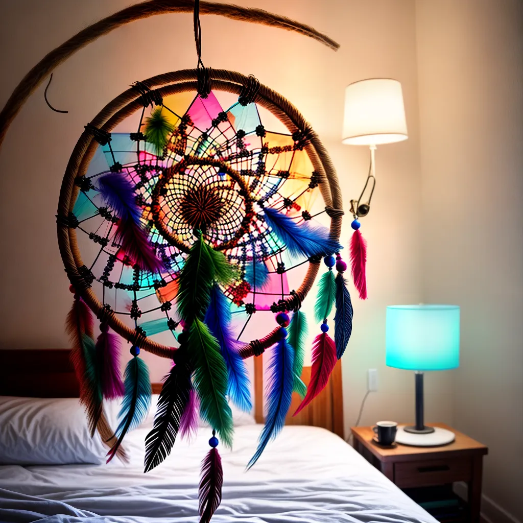 Fotos apanhador sonhos colorido cama 5