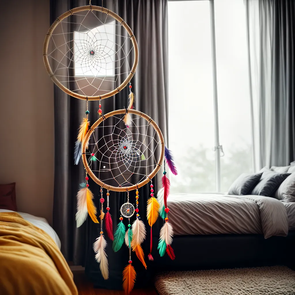 Fotos apanhador sonhos colorido cama 7