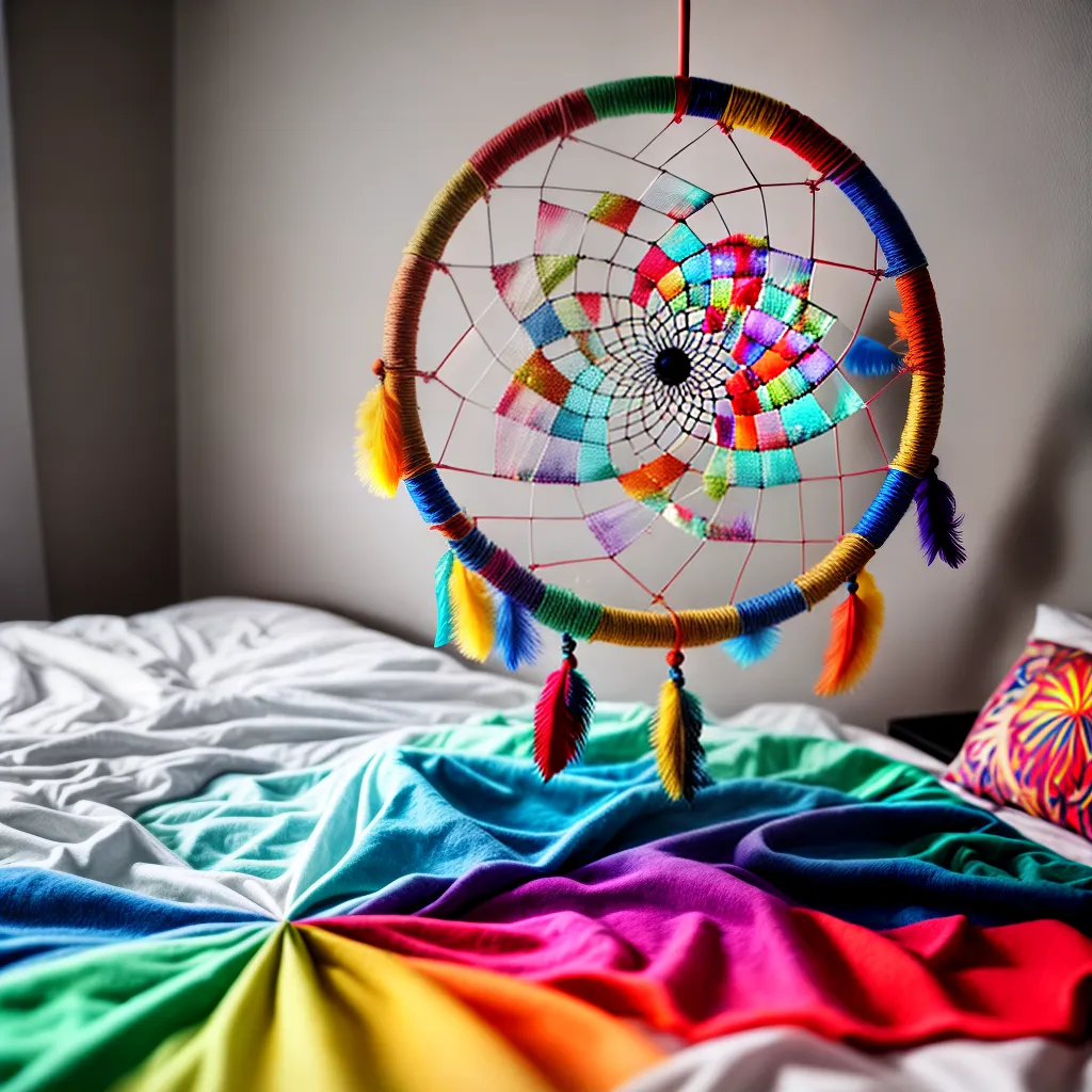 Desvendando os Significados dos Sonhos: Temas Variados 3 Fotos apanhador sonhos coloridos cama