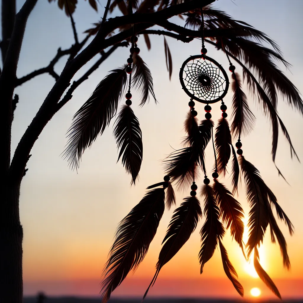 O Simbolismo Indígena em Sonhos: O que Significa Sonhar com Culturas Nativas? 3 Fotos apanhador sonhos indigena por do sol
