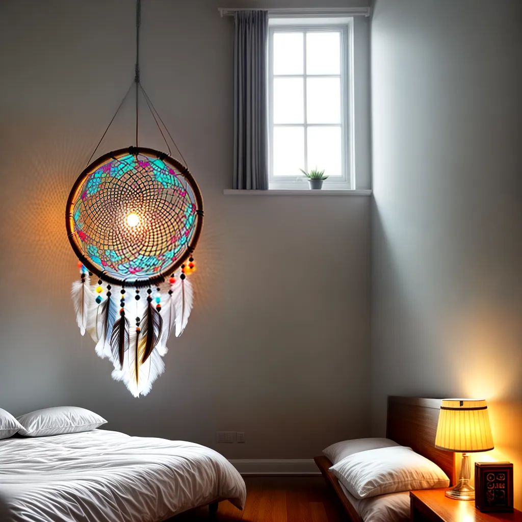 Fotos apanhador sonhos luz cama 7