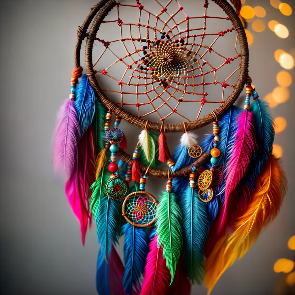 Fotos apanhador sonhos pena colorida 10