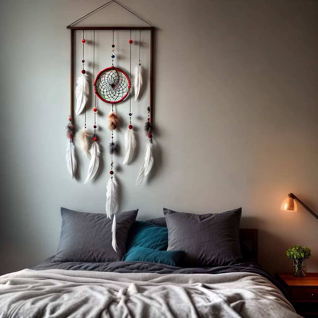 Interpretação de Sonhos: Descubra os Significados Ocultos 3 Fotos apanhador sonhos penas contas cama 16