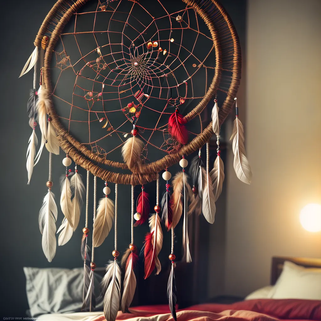Harmonização de sonhos: Entenda o que significa 2 Fotos apanhador sonhos penas contas cama 27