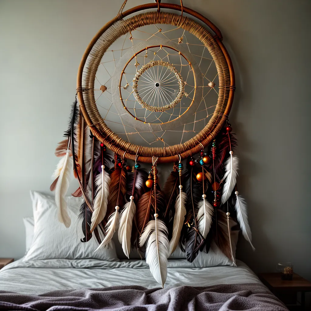 Descubra o Significado dos Seus Sonhos - Necessidade e Desejo 4 Fotos apanhador sonhos penas contas cama 39