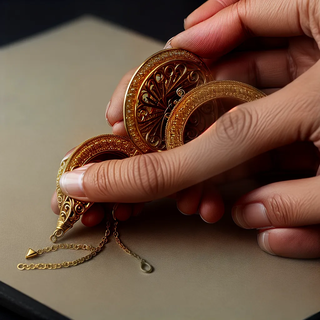 Fotos arte joia ouro detalhes maos