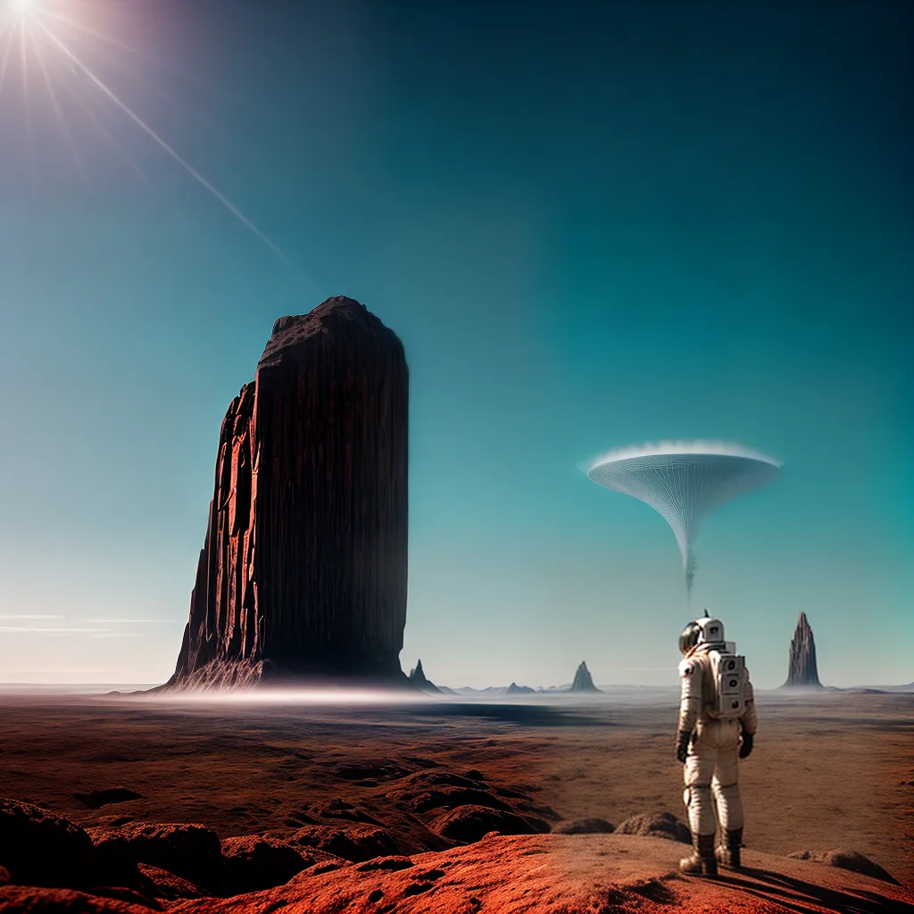 Fotos astronauta planeta estranho criaturas monolito