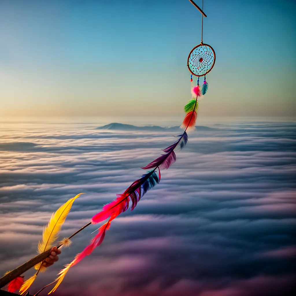 Desperte Seu Imaginário: Significados de Sonhar com Ilustrações. 4 Fotos atrapa sonho plumas paisagem surreal