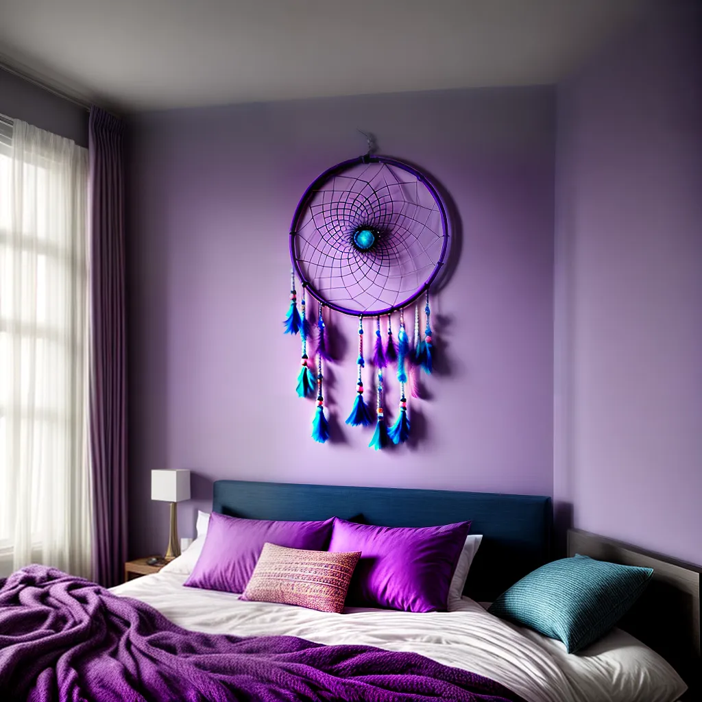 Fotos atrapa sonhos pena beads roxo azul