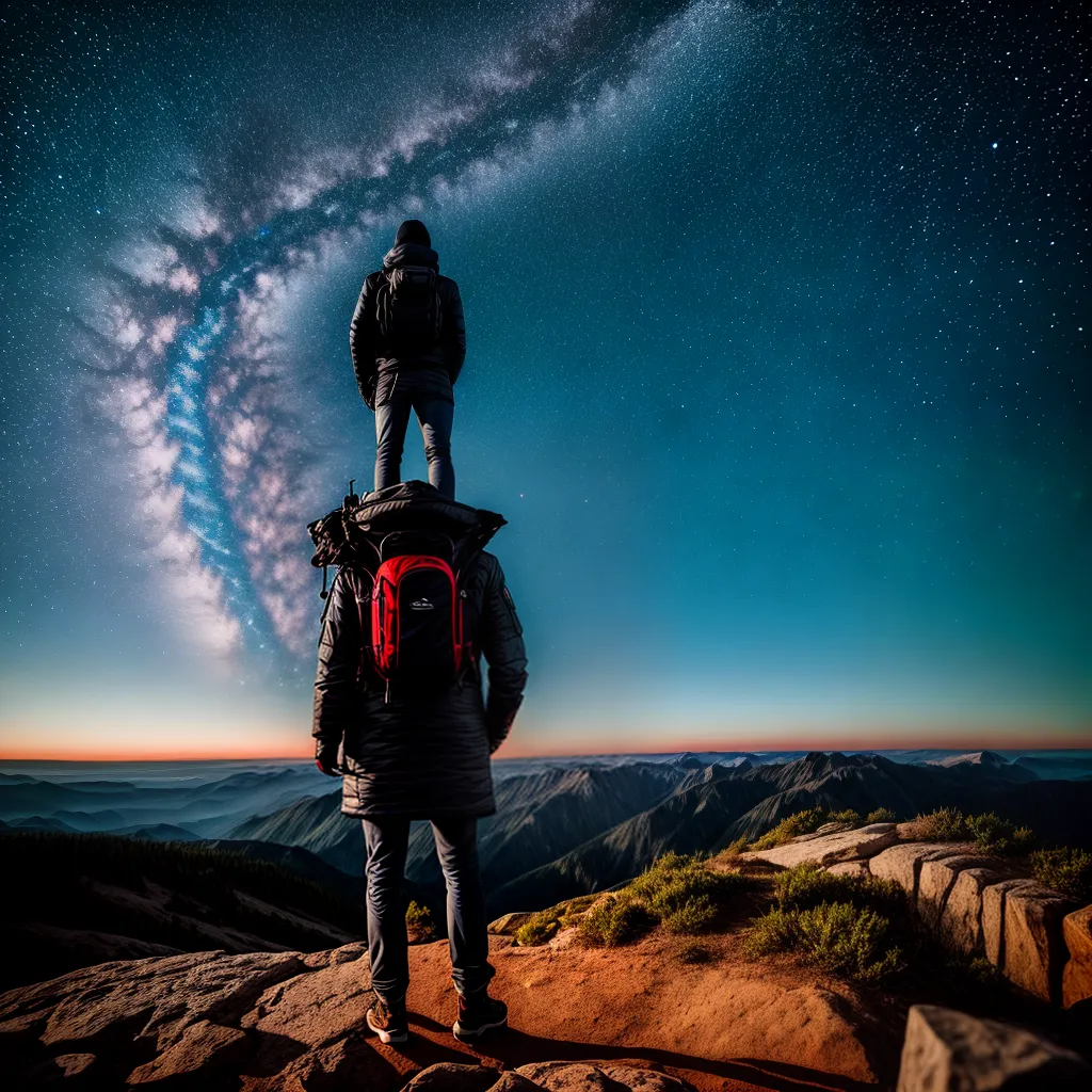 Aprimoramento, ensinamento e aventura: descubra o que significa sonhar com explorar a noite 4 Fotos aventureiro cume estrelas noite