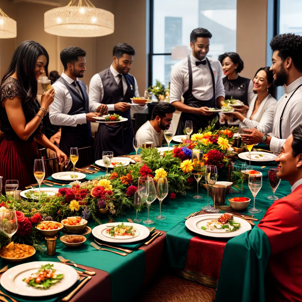 Descubra o que significa sonhar com União e Etiqueta na culinária regional. 5 Fotos banquete tradicional colorido comunidade