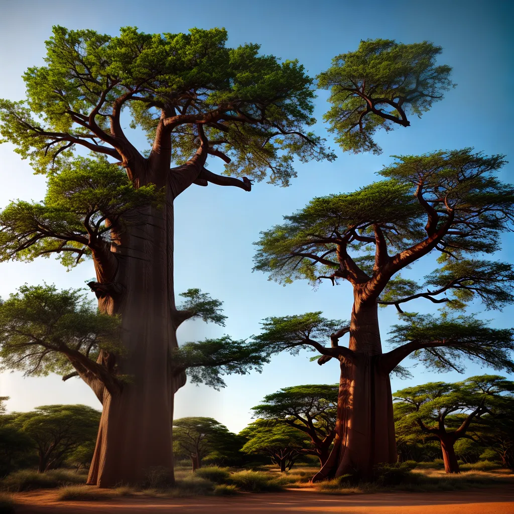 Fotos baobab por do sol simbolo forca