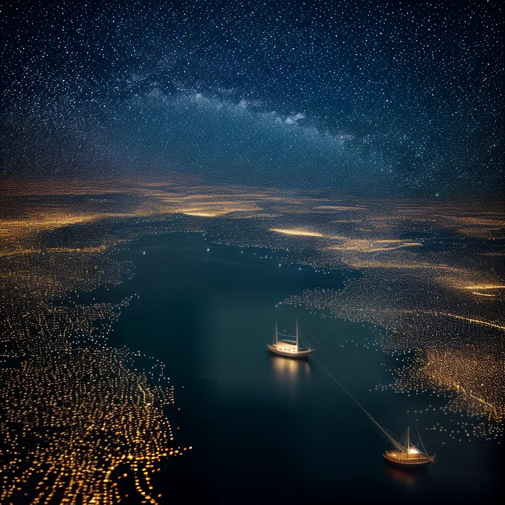 Fotos barco luzes cidade noite mar