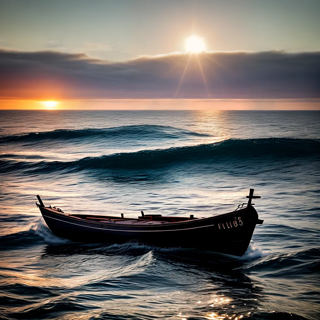 Fotos barco por do sol aguas tranquilas