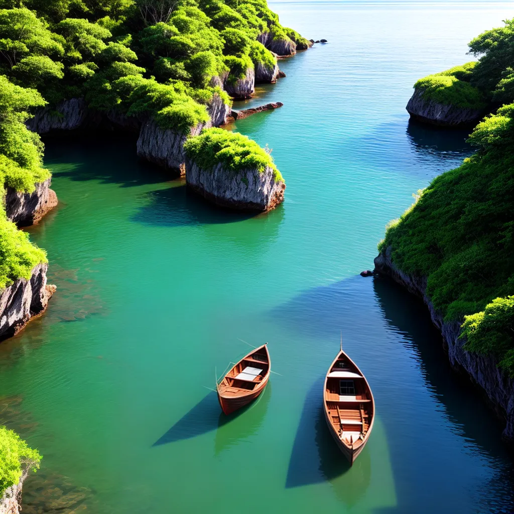 Entenda o significado de sonhar com uma Viagem em Barco. 2 Fotos barco sereno agua verde ceu azul 3