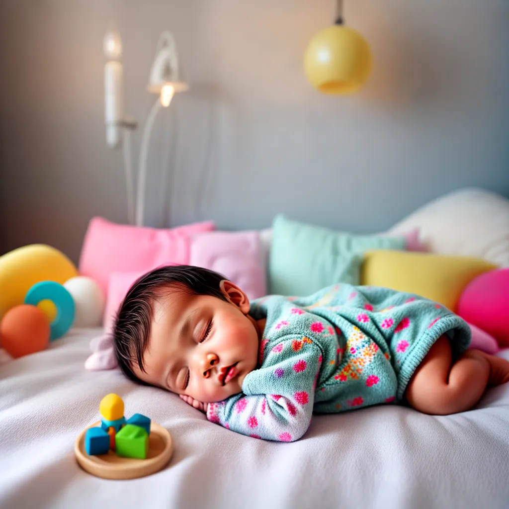 Fotos bebe sono cores brinquedos serenidade