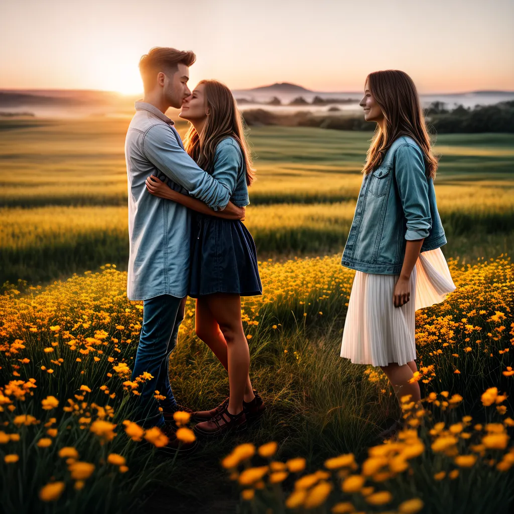 O que Significa Sonhar com Beijo Apaixonado? 5 Fotos beijo por do sol campo flores