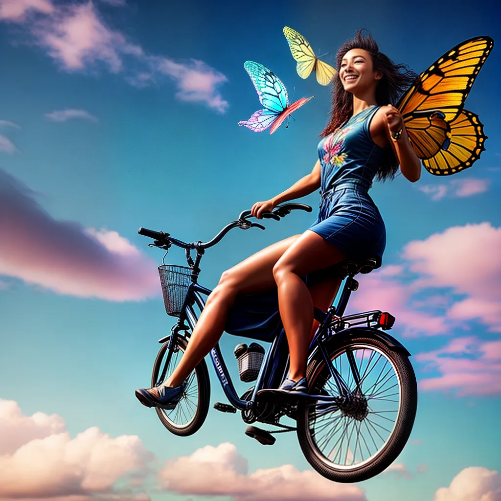 Fotos bicicleta nuvem borboletas liberdade