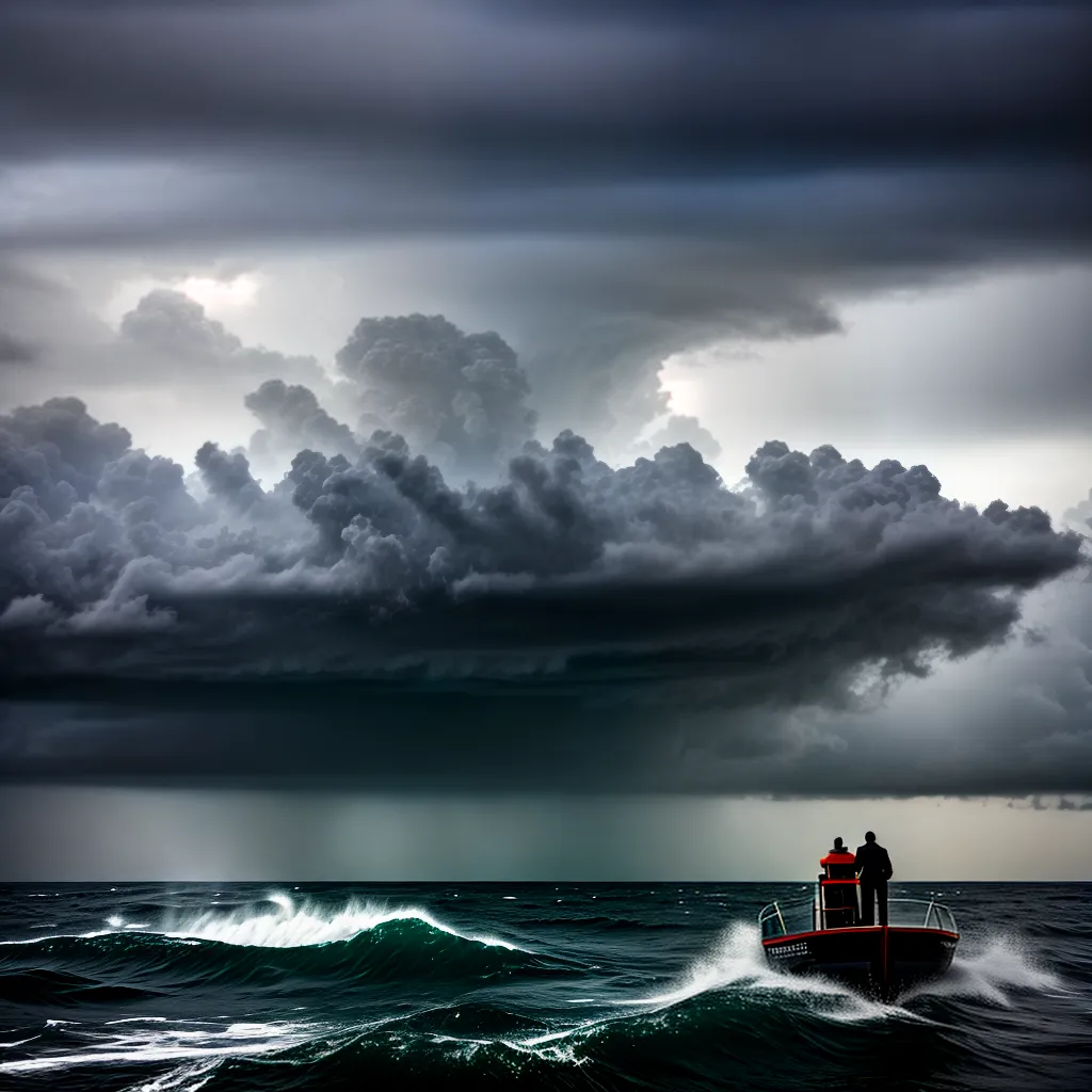 Fotos boat stormy ocean determined
