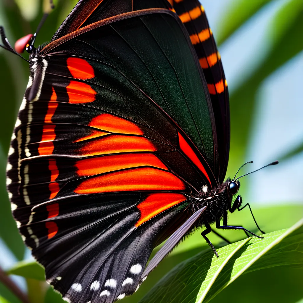 Fotos borboleta laranja preto folha verde