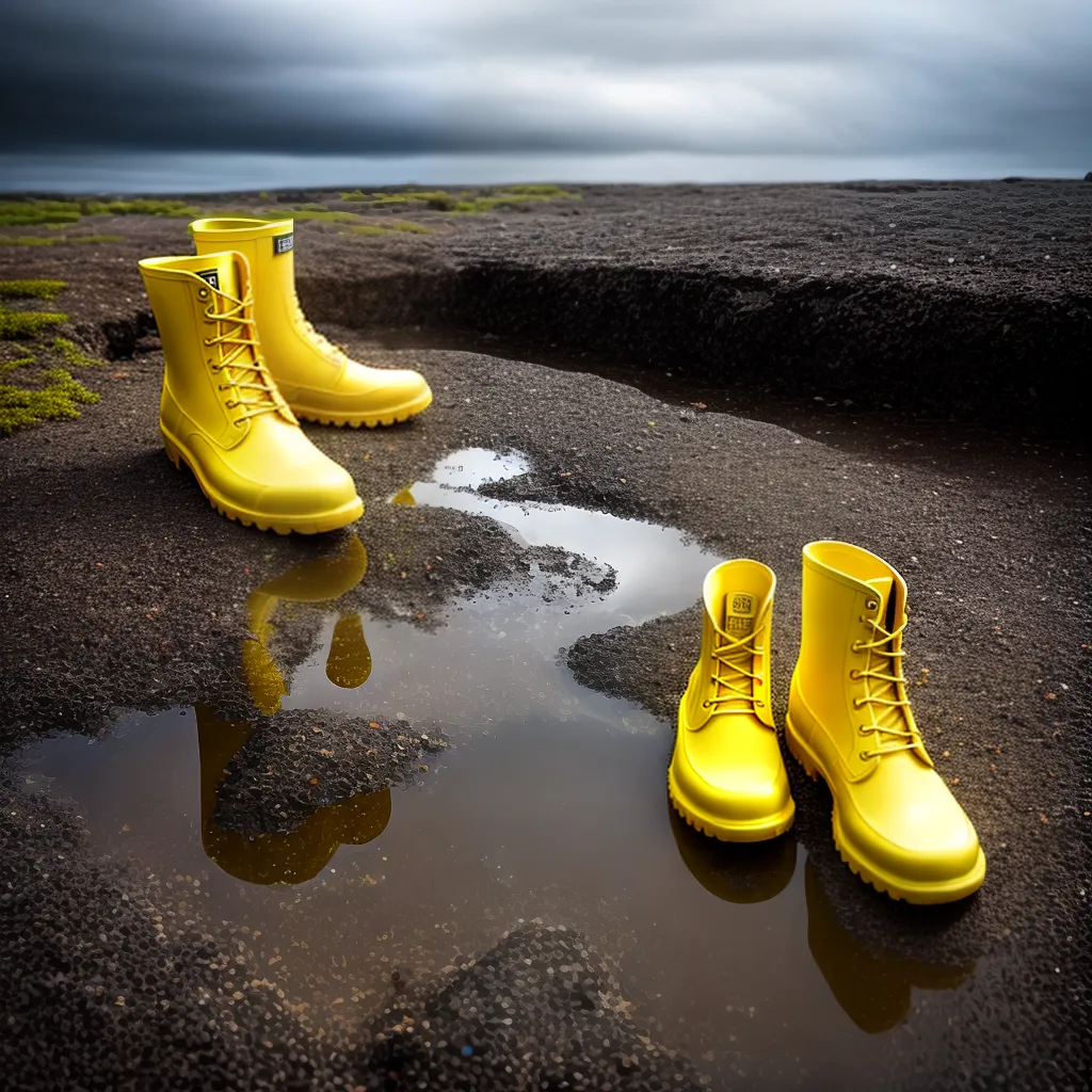 Descubra o que significa sonhar com bota de borracha 4 Fotos botas amarelas reflexo puddle