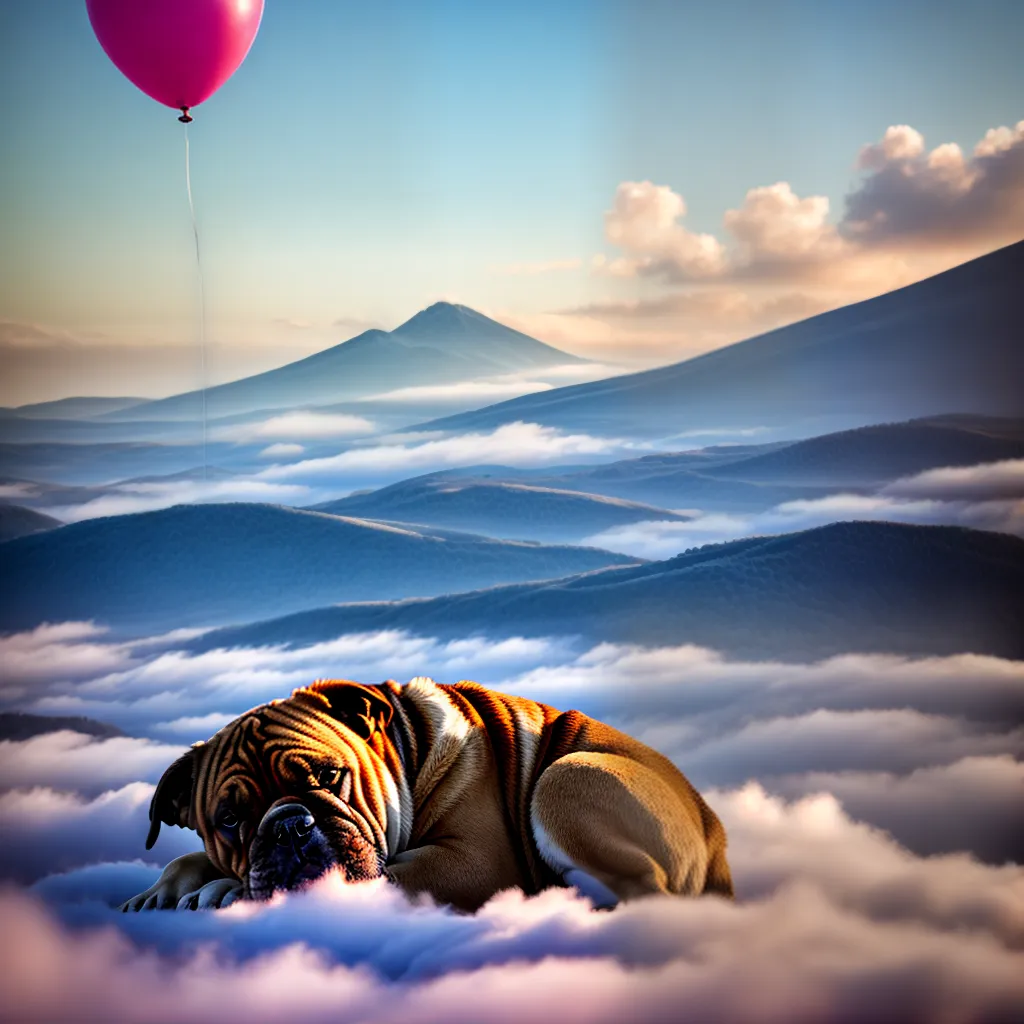 Fotos bulldog sonhando nuvem baloes