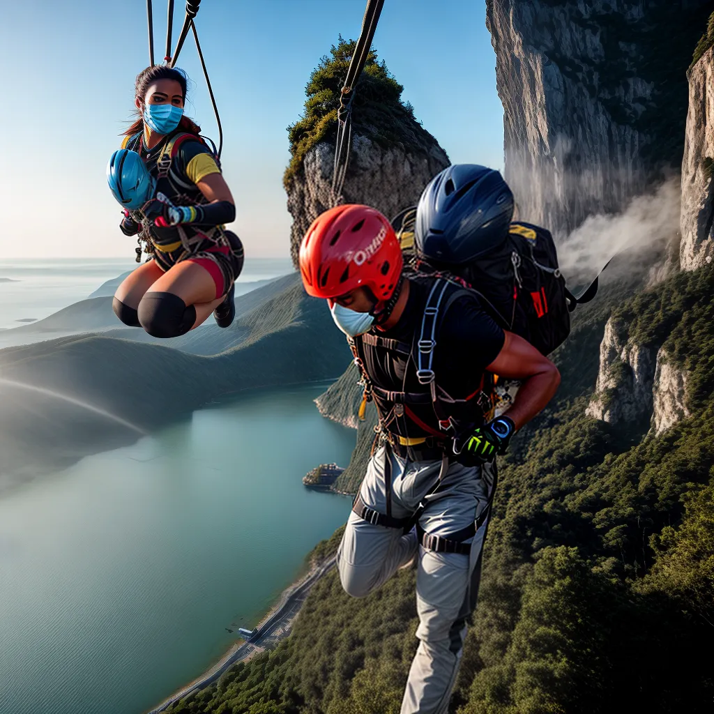 Problema Respiratório e Aventuras Radicais. 3 Fotos bungee mascara tanque ar