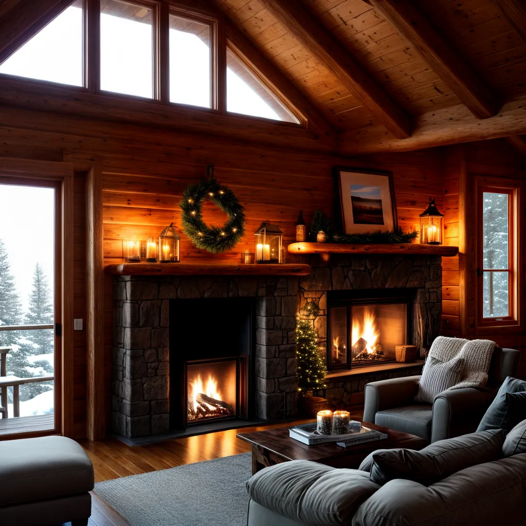 Quarto: Explore os Sentidos de Sonhar com Lugares Recatados 2 Fotos cabana inverno lareira manta neve