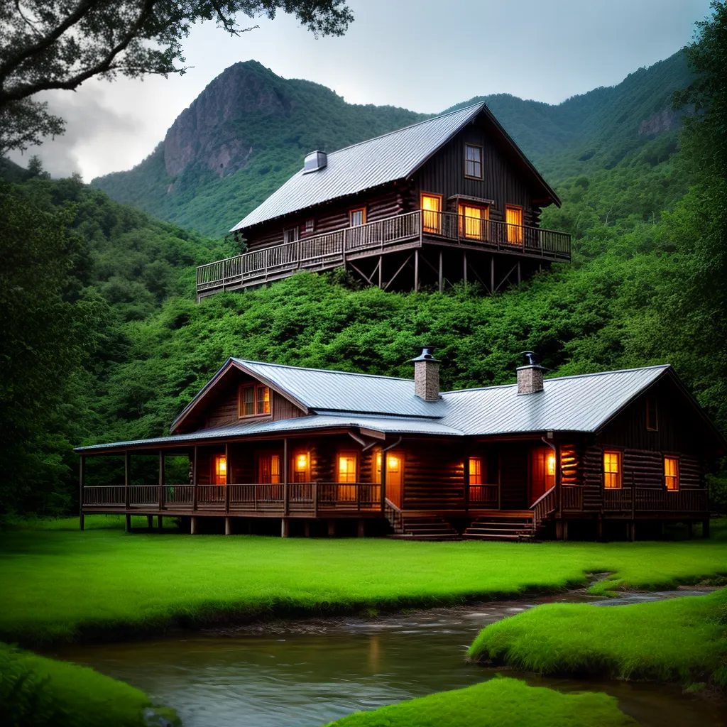 Conectando-se com o Edênico: Descubra o Significado de Sonhar com Turismo Rural 2 Fotos cabana vale verde fogo rio