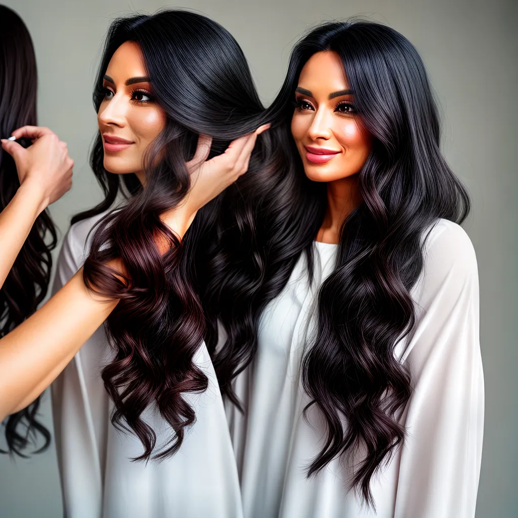 Fotos cabelo brilhante mulher espelho cuidado