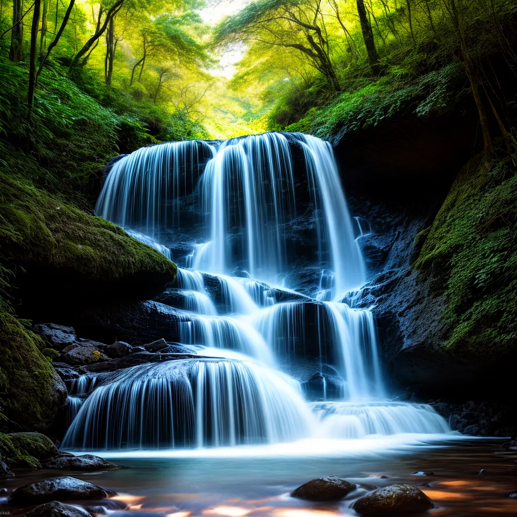 Fotos cachoeira floresta luz sol brilho paz