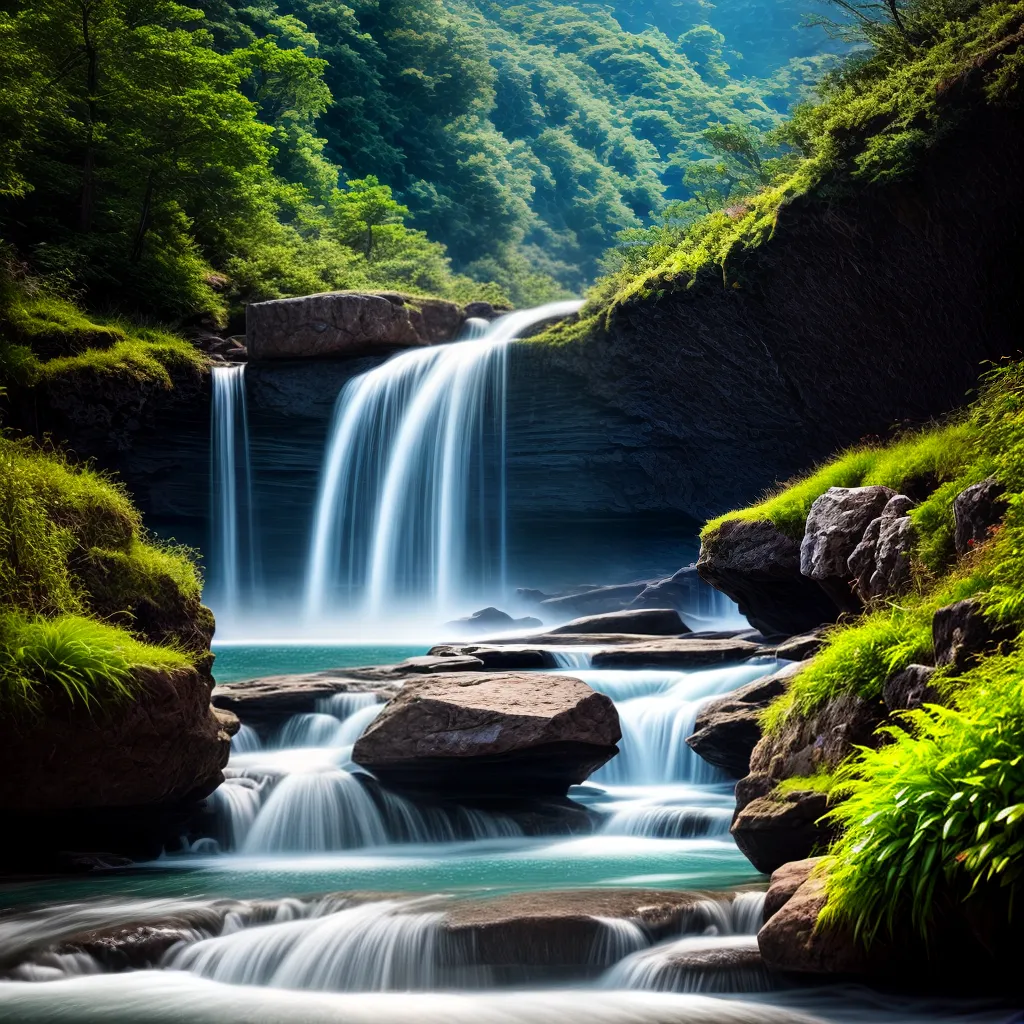 Fotos cachoeira verdejante natureza serenidade