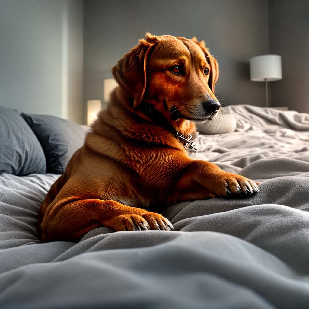 Fotos cachorro leal cama dono doente