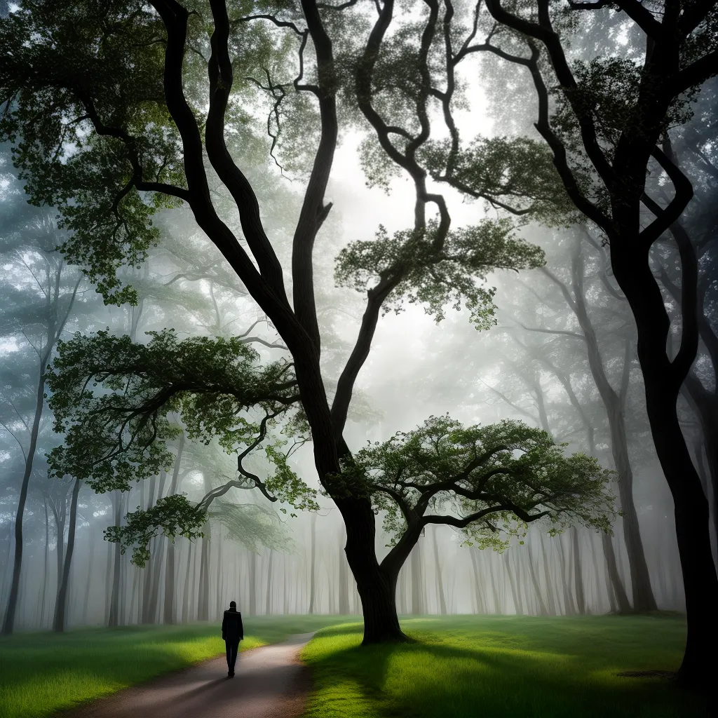 Desvendando a Mística do Salgueiro nos Sonhos 6 Fotos caminhada floresta nevoeiro silhueta salgueiro misterio