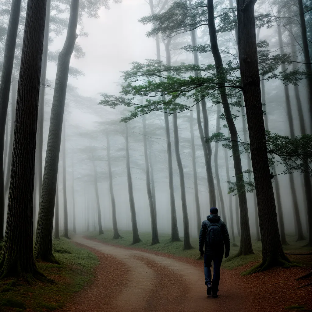 Caminhando na Neblina: Qual o Significado de Sonhar com Passeios Confusos 6 Fotos caminhada nevoeiro floresta incerto