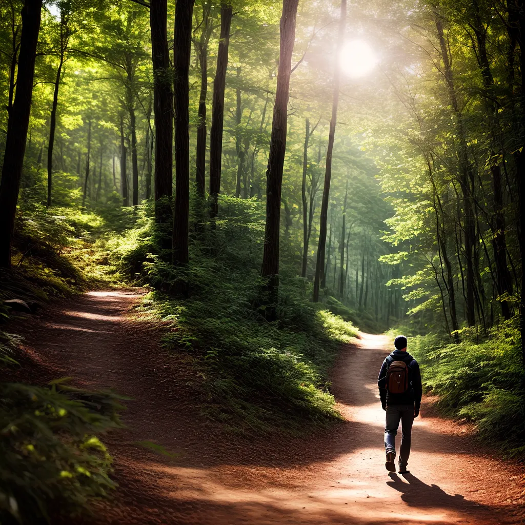 Iluminar caminhos: interpretações de sonhos com luzes 4 Fotos caminhada sonhador floresta luz sabedoria