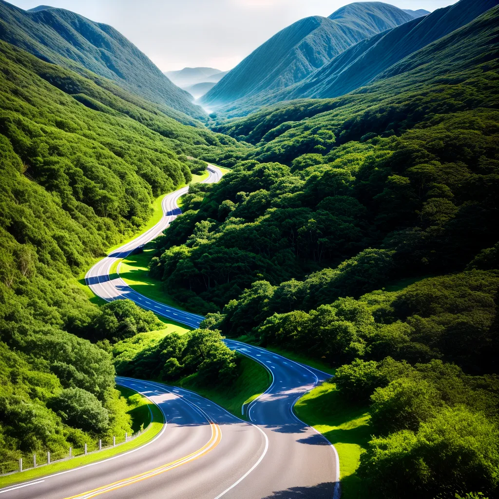 Qual é o significado de sonhar com Curvas? 4 Fotos caminho curvas natureza ceu azul