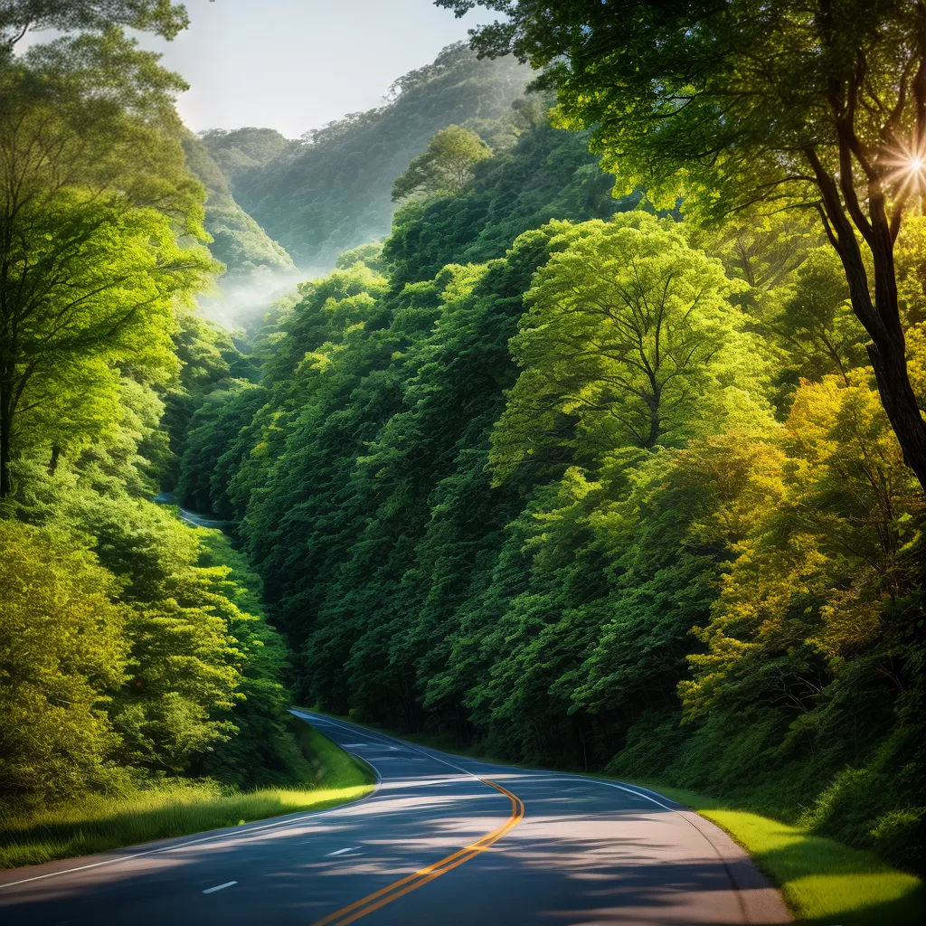 Meandro dos Sonhos: O Caminho na Curva Sinuosa da Vida 4 Fotos caminho floresta luz sol