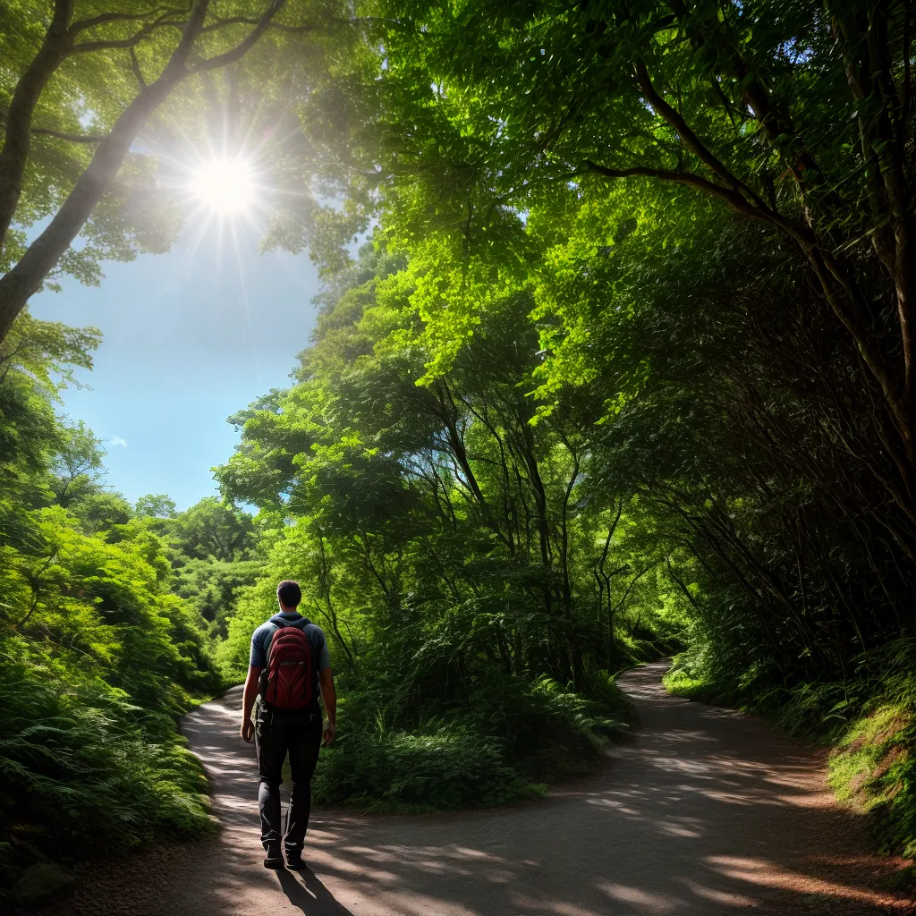Seguindo Novos Rumos: Significado de Sonhar com Trilhas desconhecidas 2 Fotos caminho floresta sol aventura