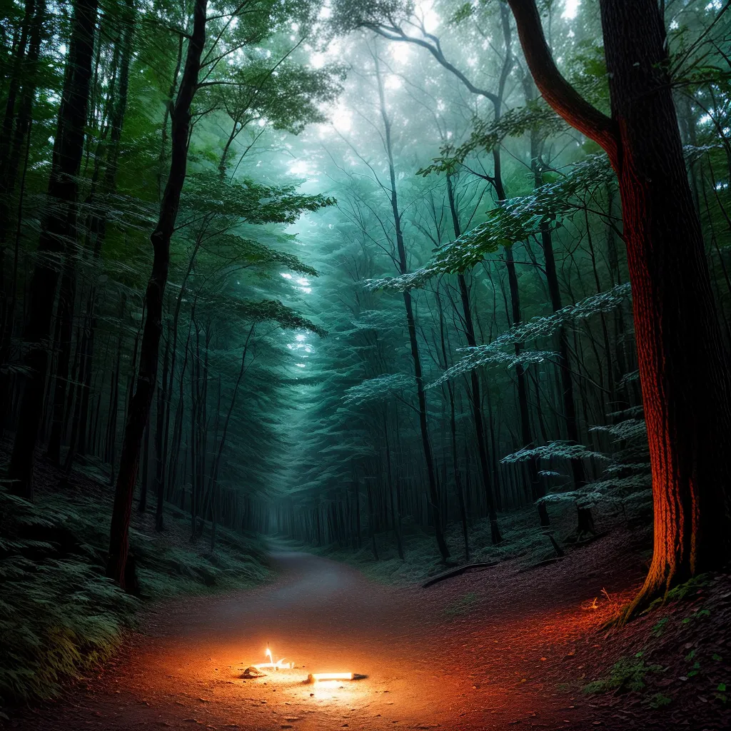 Fotos caminho floresta vagalume luzes noite