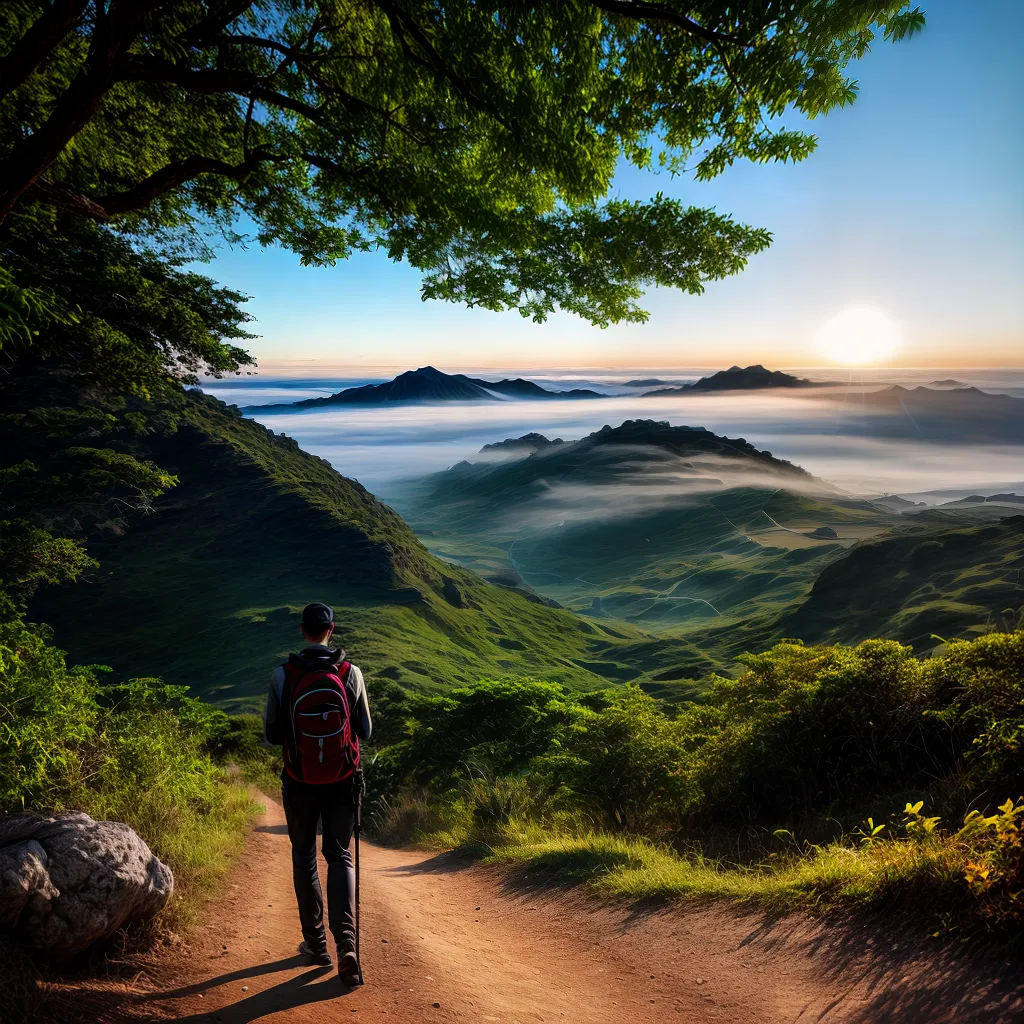 Título do Blog: Explorando o Significado de Sonhar com Mágoa e Sobrevivência - Pertencente ao tema Psicologia. 3 Fotos caminho lanterna nevoa raiosol