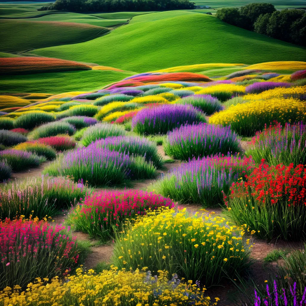 Fotos campo flores coloridas sol brisa paz