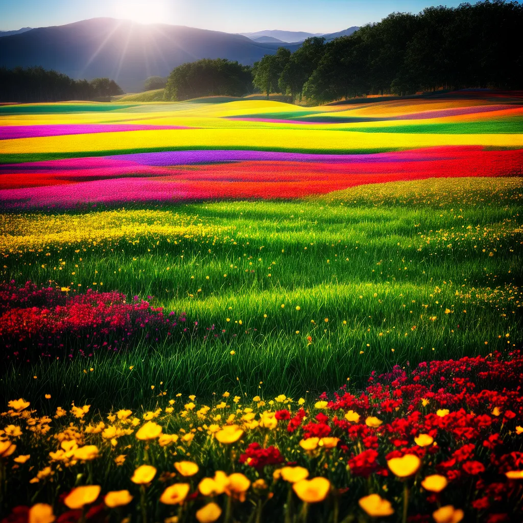 Fotos campo flores coloridas sol positividade